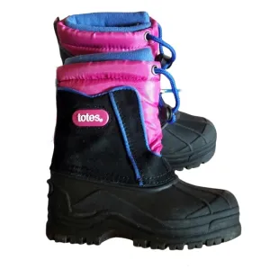 TOTES Girl's Snow boots Balck &amp; Pink Tie Knot Closure Size 8