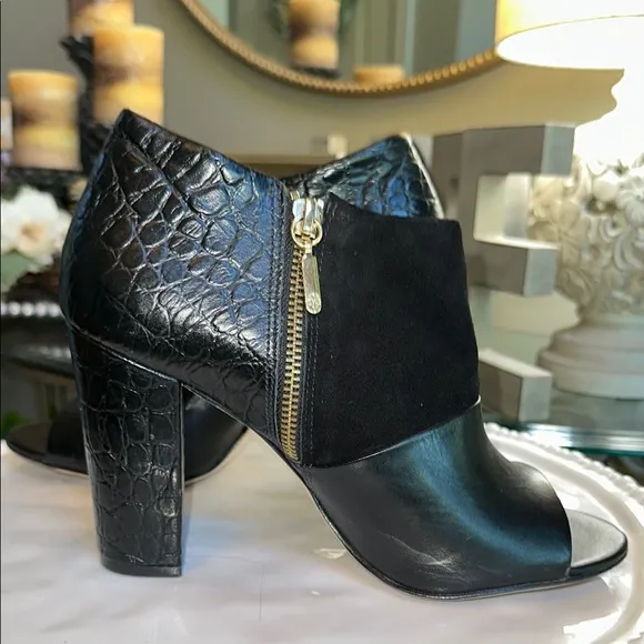 Trina Turk Black Heeled Boots with Chunky Heel