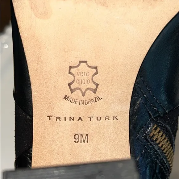 Trina Turk Black Heeled Boots with Chunky Heel