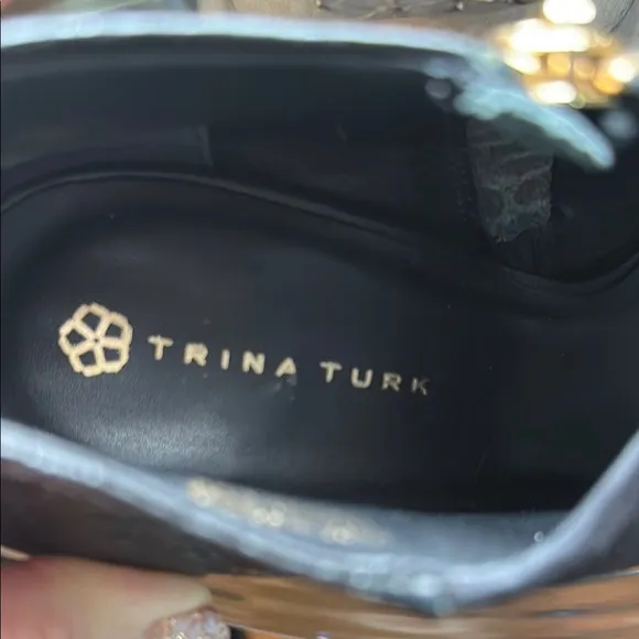 Trina Turk Black Heeled Boots with Chunky Heel