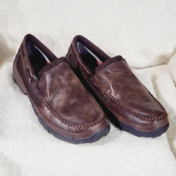 Twisted X Men's Casuals - Driving Moc Slip One Brown Side 9 M