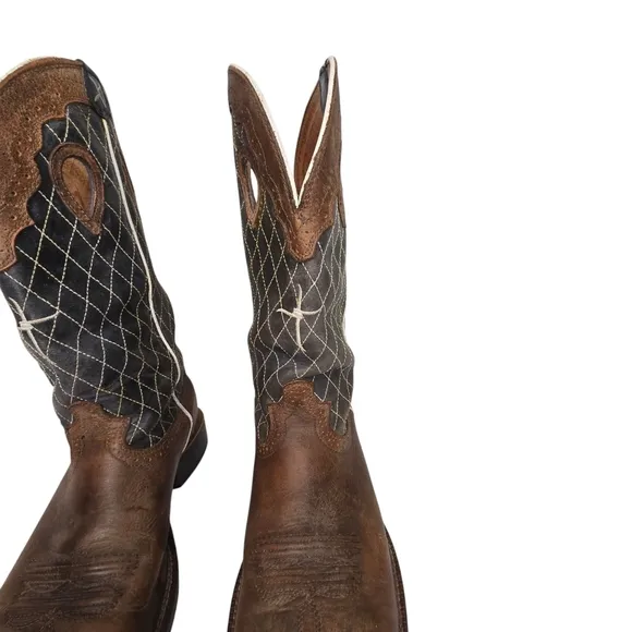 Twisted X Rough Stock Cowboy Boots, Barn Boots, Distressed Western Square Toe