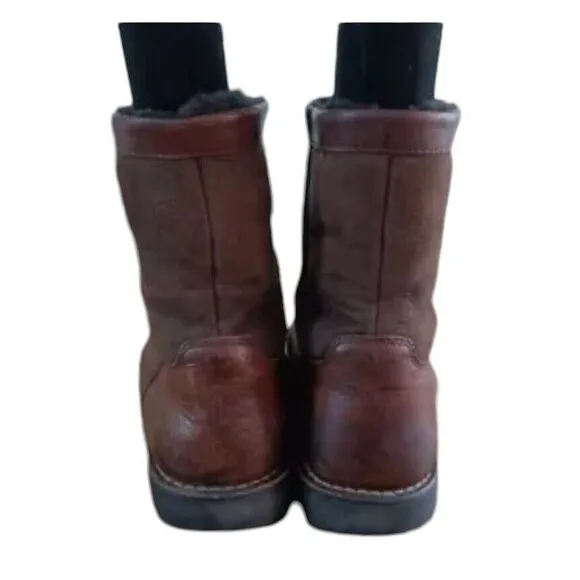 UGG 5143 Snow Boot Men's 9 Brown Leather Sheepskin Lined Round Toe Winter Boots