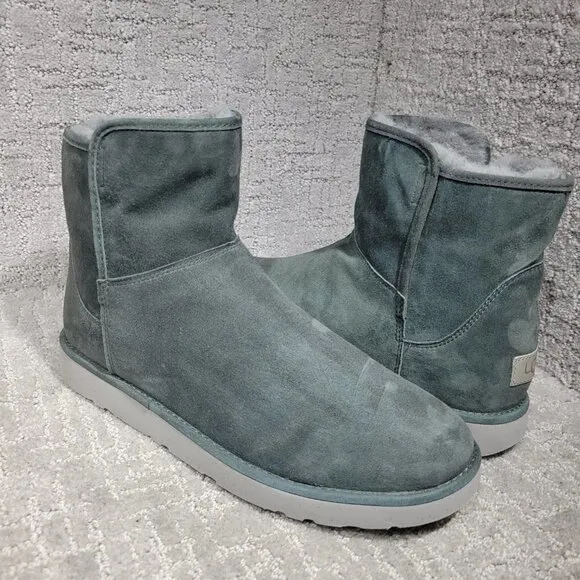 UGG Abree Women's Size 12 US Green Suede Leather Side Zip Mini Boots 1016548