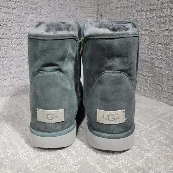 UGG Abree Women's Size 12 US Green Suede Leather Side Zip Mini Boots 1016548