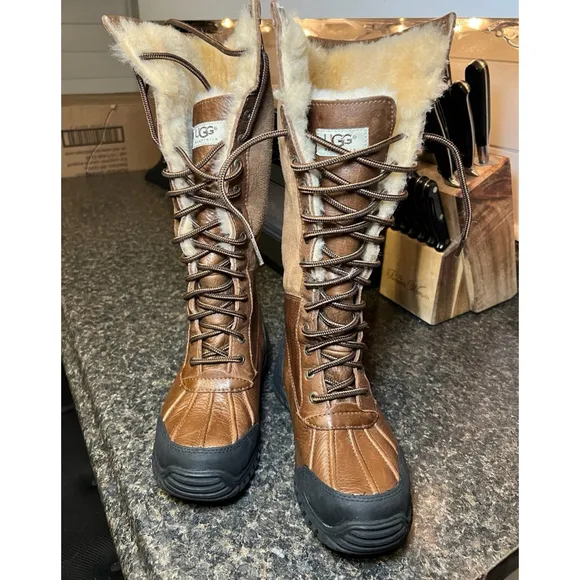 UGG Adirondack Tall Chestnut Leather Suede Boots
