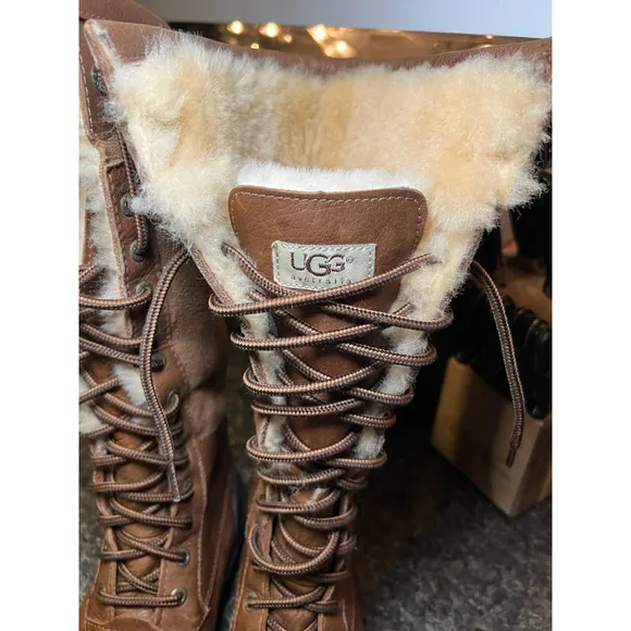 UGG Adirondack Tall Chestnut Leather Suede Boots