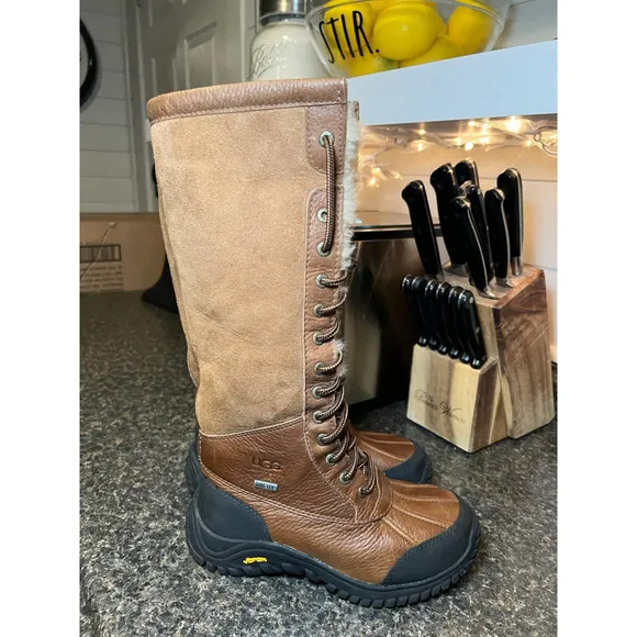 UGG Adirondack Tall Chestnut Leather Suede Boots