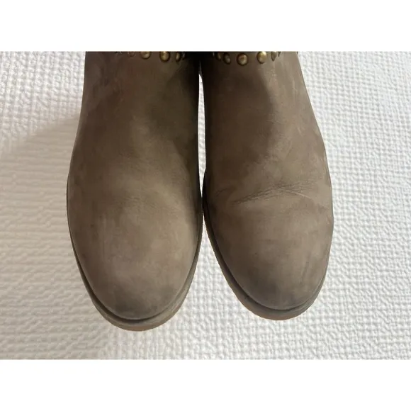 UGG Adriana Wedge Fringe STUDS Leather Ankle Boot SAHARA TAN Boho Bohemian US 9