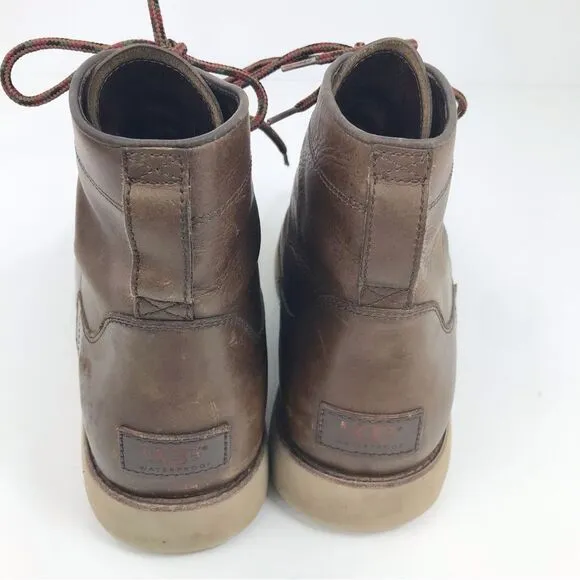 UGG Agnar Brown Leather Lace Up Casual Waterproof Ankle Boots