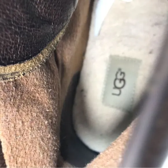 UGG Agnar Brown Leather Lace Up Casual Waterproof Ankle Boots