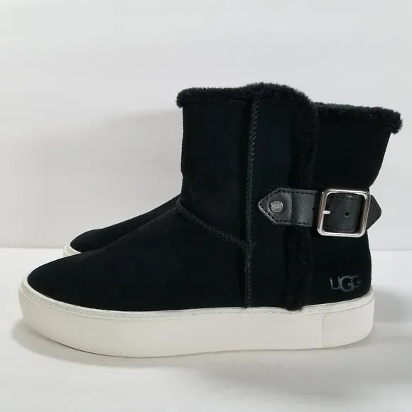 UGG Aika Black Suede Platform Sneaker Boots Women's Size 9