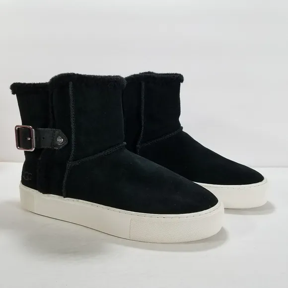 UGG Aika Black Suede Platform Sneaker Boots Women's Size 9