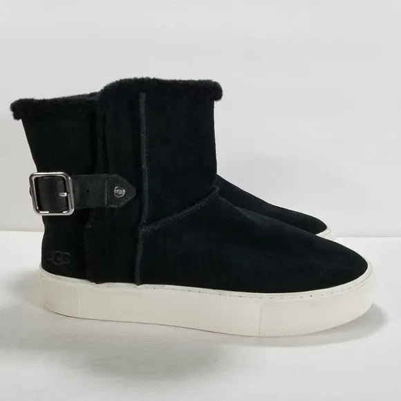 UGG Aika Black Suede Platform Sneaker Boots Women's Size 9