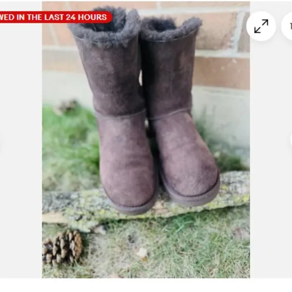 UGG Australia Bailey Bow II Boots Women's Size 9 Brown Slip On Comfort Fast Ship