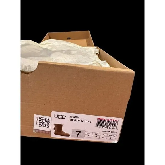 Ugg Australia Boots Mia Unlined Leather Tassel tan Womens Size 7 new