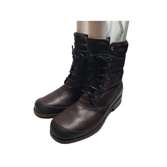 UGG Australia Hamric Mens 13 Brown Leather Lace Puffer Waterproof Boots 1002073