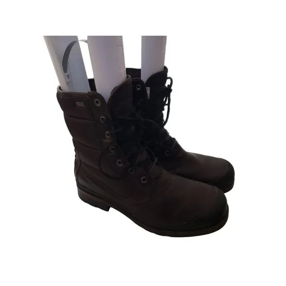 UGG Australia Hamric Mens 13 Brown Leather Lace Puffer Waterproof Boots 1002073