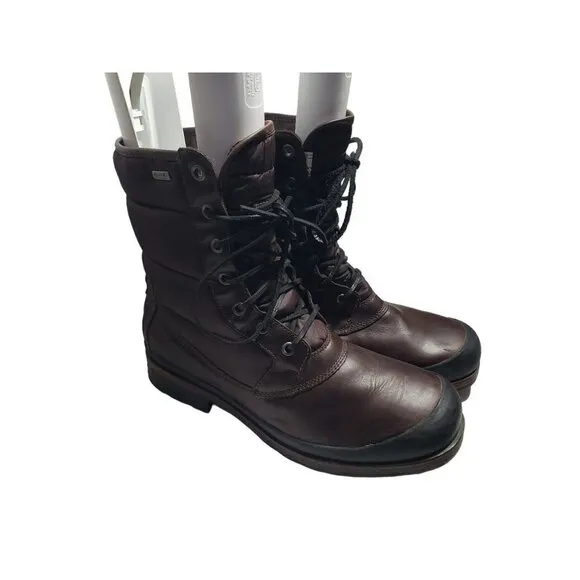 UGG Australia Hamric Mens 13 Brown Leather Lace Puffer Waterproof Boots 1002073