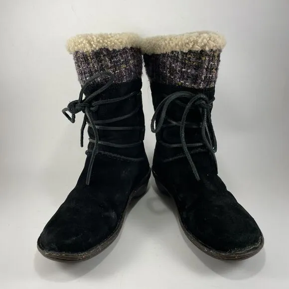 Ugg Australia Tanasa Boots Suede Womens 7 Sherpa Lined Sheepskin 1001668 Pull On