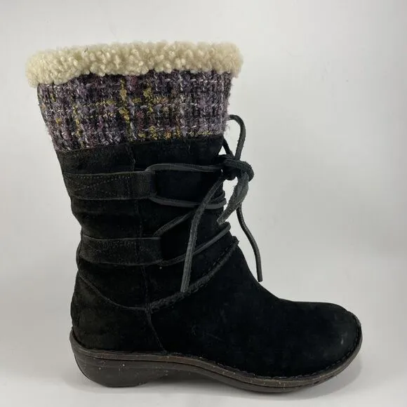 Ugg Australia Tanasa Boots Suede Womens 7 Sherpa Lined Sheepskin 1001668 Pull On