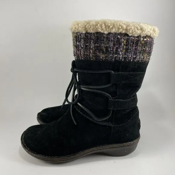 Ugg Australia Tanasa Boots Suede Womens 7 Sherpa Lined Sheepskin 1001668 Pull On