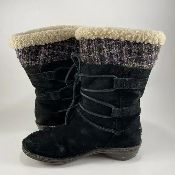 Ugg Australia Tanasa Boots Suede Womens 7 Sherpa Lined Sheepskin 1001668 Pull On