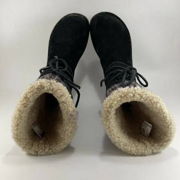 Ugg Australia Tanasa Boots Suede Womens 7 Sherpa Lined Sheepskin 1001668 Pull On
