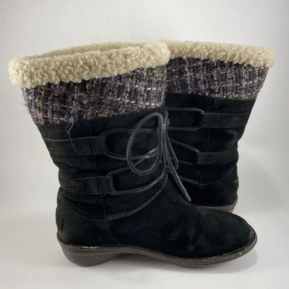 Ugg Australia Tanasa Boots Suede Womens 7 Sherpa Lined Sheepskin 1001668 Pull On