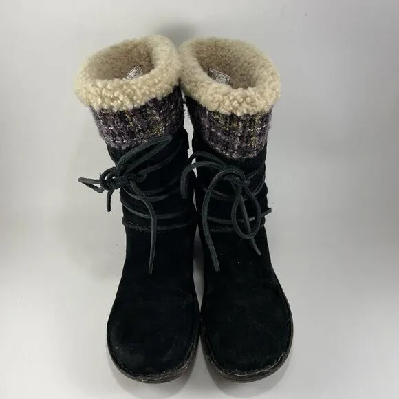Ugg Australia Tanasa Boots Suede Womens 7 Sherpa Lined Sheepskin 1001668 Pull On