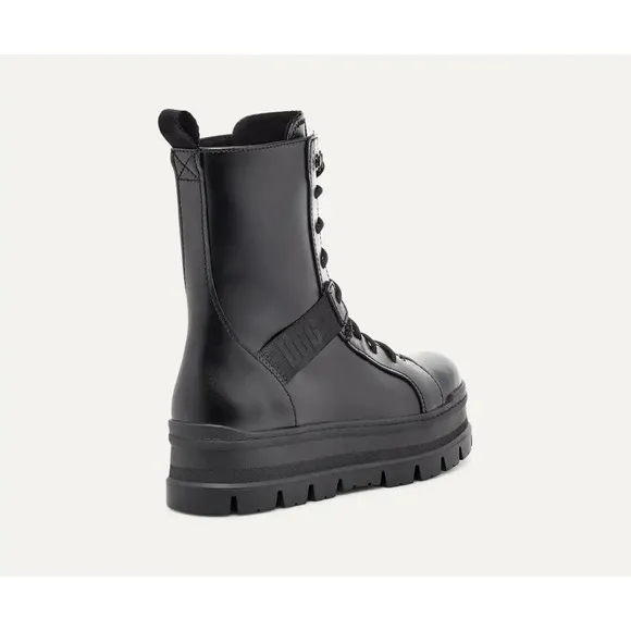 UGG Australia Womens Sheena Black Leather Combat Boots Size 6.5