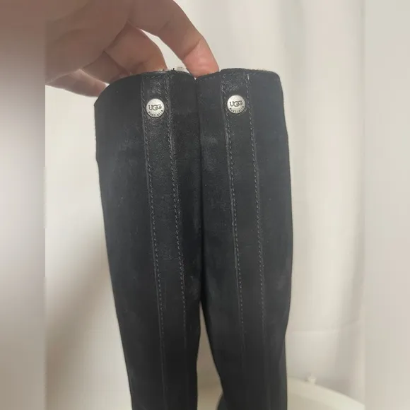 UGG Australia Women’s Sheepskin lined Tall Suede Black Riding Boots