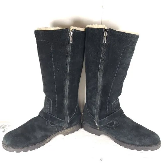 UGG Australia Women's Danton US9,5 Black Suede Sheepskin Zip Tall Riding Boots