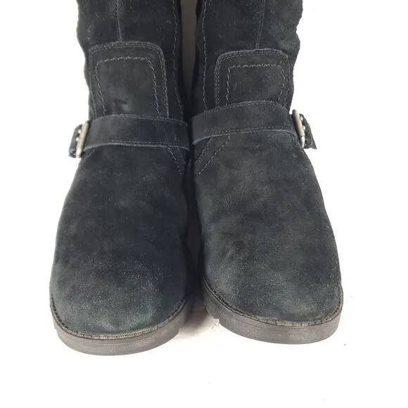 UGG Australia Women's Danton US9,5 Black Suede Sheepskin Zip Tall Riding Boots