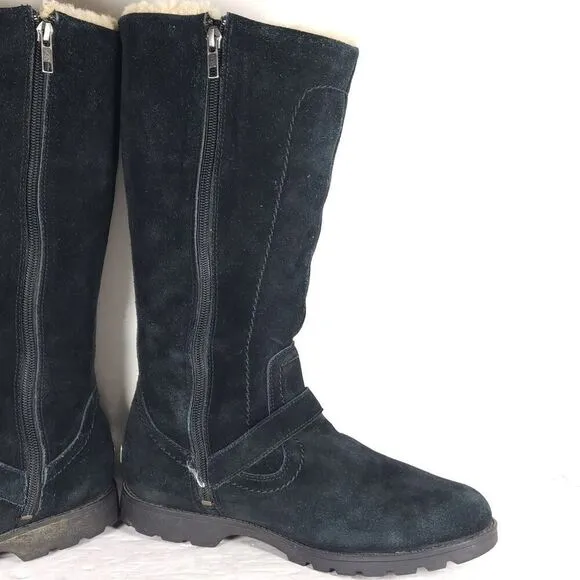 UGG Australia Women's Danton US9,5 Black Suede Sheepskin Zip Tall Riding Boots