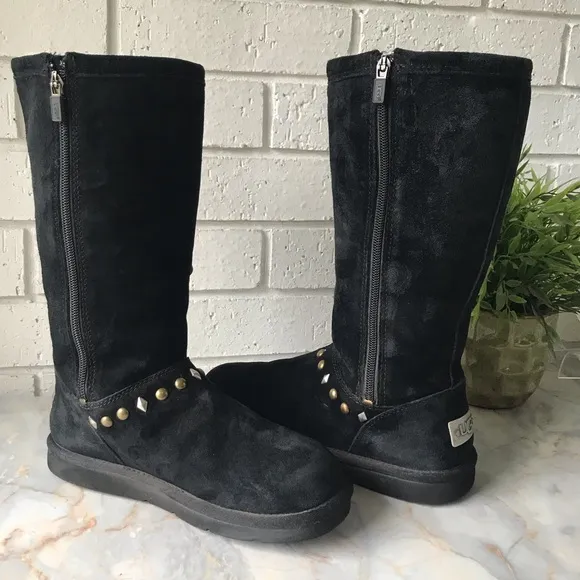 Ugg Avon Dale Black Suede Studded Boots Size 6 Style 3330