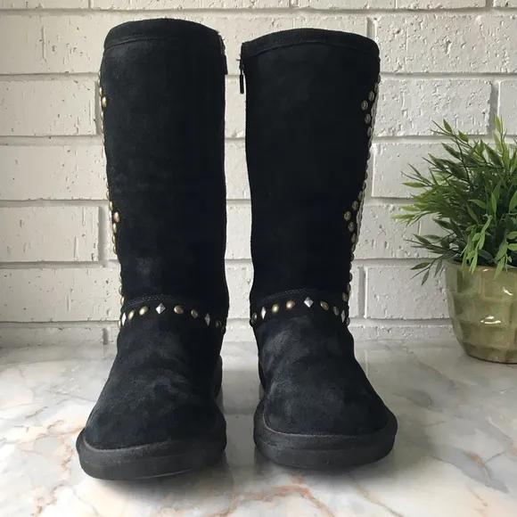 Ugg Avon Dale Black Suede Studded Boots Size 6 Style 3330