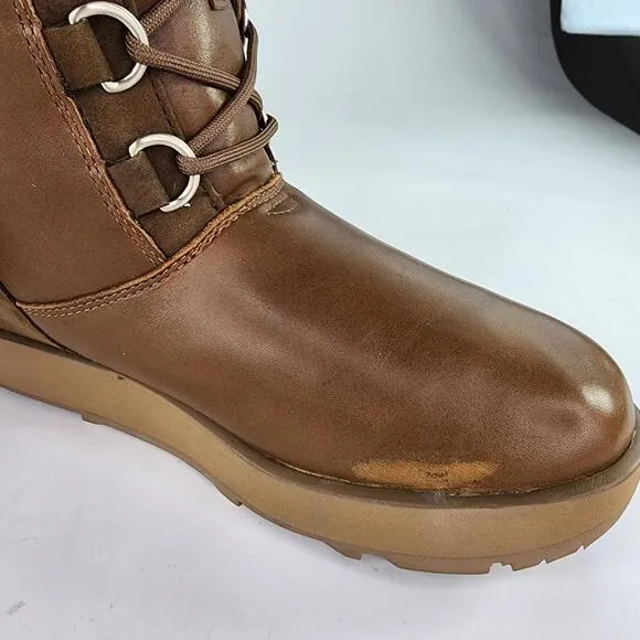 UGG AYA Brown Waterproof Leather Fur Boot US 8 Toscana Cuff Tall Snow Boots