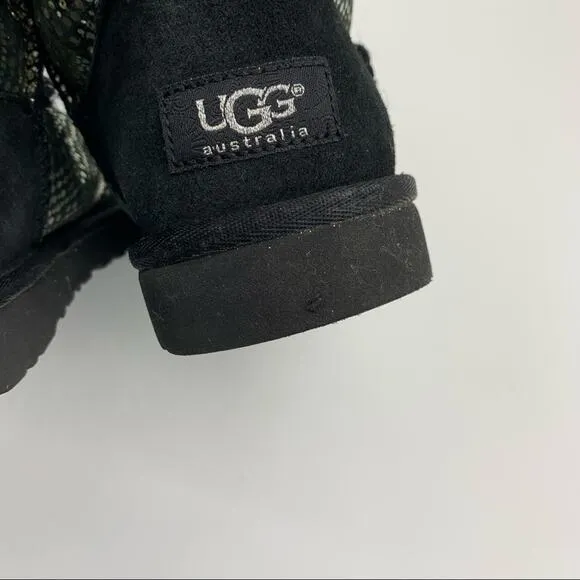 Ugg Bailey Bow Black and Silver Holiday Boots-5