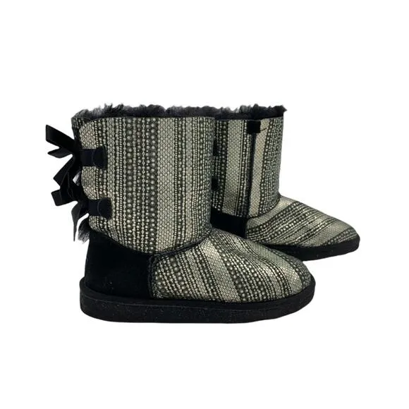 Ugg Bailey Bow Black and Silver Holiday Boots-5