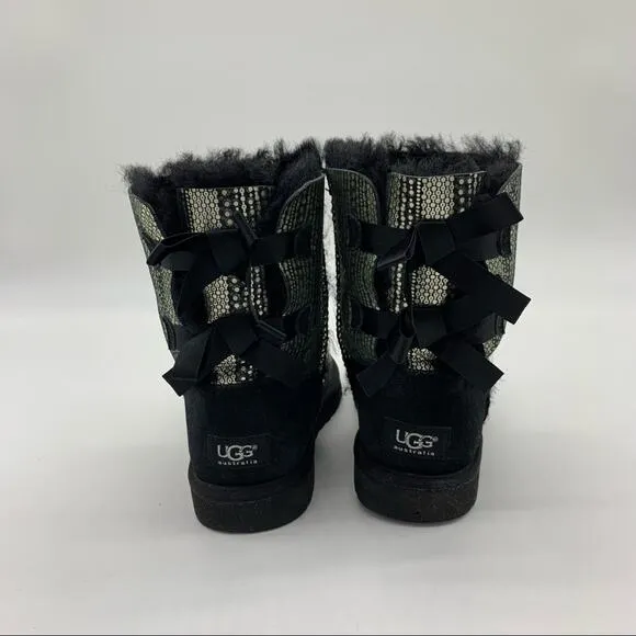 Ugg Bailey Bow Black and Silver Holiday Boots-5