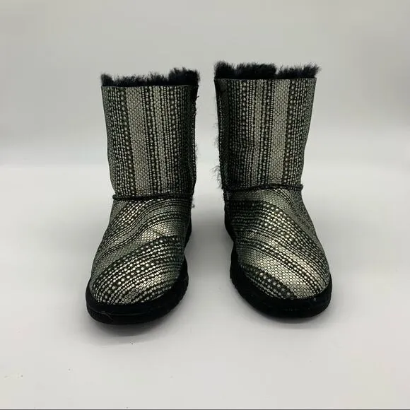 Ugg Bailey Bow Black and Silver Holiday Boots-5