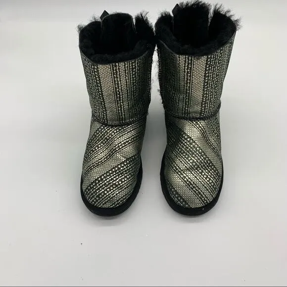 Ugg Bailey Bow Black and Silver Holiday Boots-5