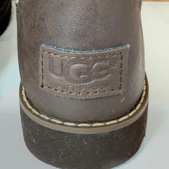 UGG Bayson Leather Wool Fleece Lined Waterproof Side-Zip Boots Women's Size 6