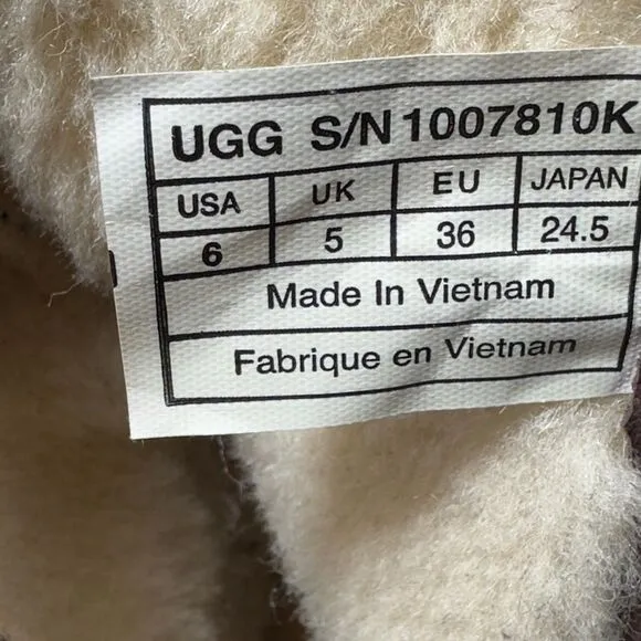 UGG Bayson Leather Wool Fleece Lined Waterproof Side-Zip Boots Women's Size 6