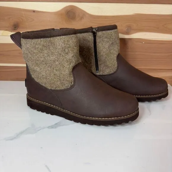 UGG Bayson Leather Wool Fleece Lined Waterproof Side-Zip Boots Women's Size 6