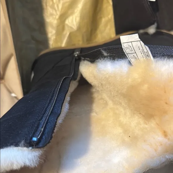 UGG Black Leather Boots with Shearling Lining