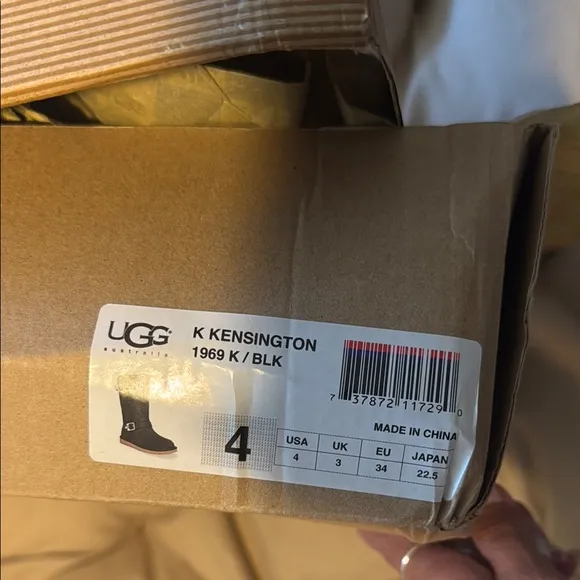 UGG Black Leather Boots with Shearling Lining