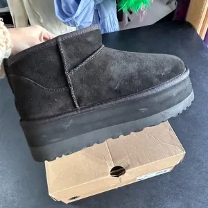 UGG Black Suede platform Ankle Boots