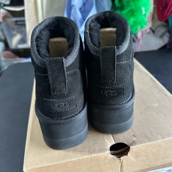 UGG Black Suede platform Ankle Boots